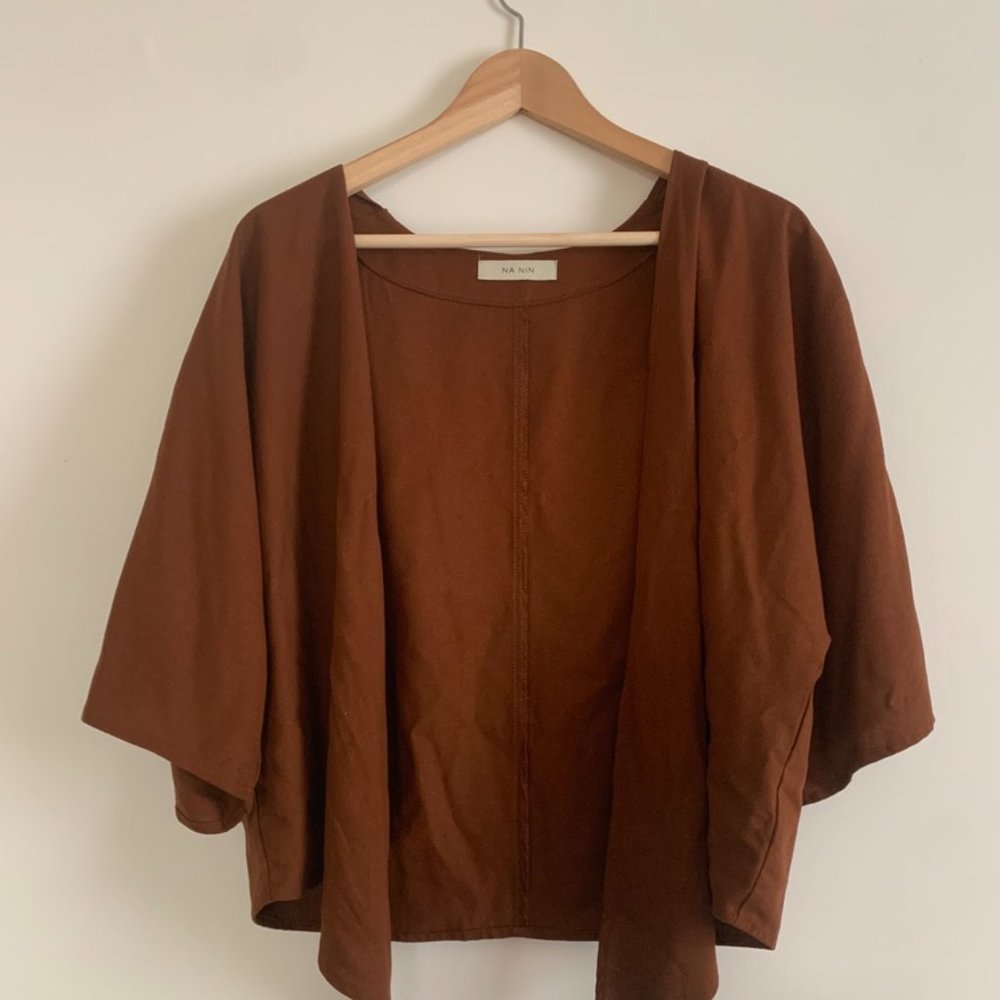 Na Nin Bobbie Raw Silk Tie Top, Dark Cinnamon